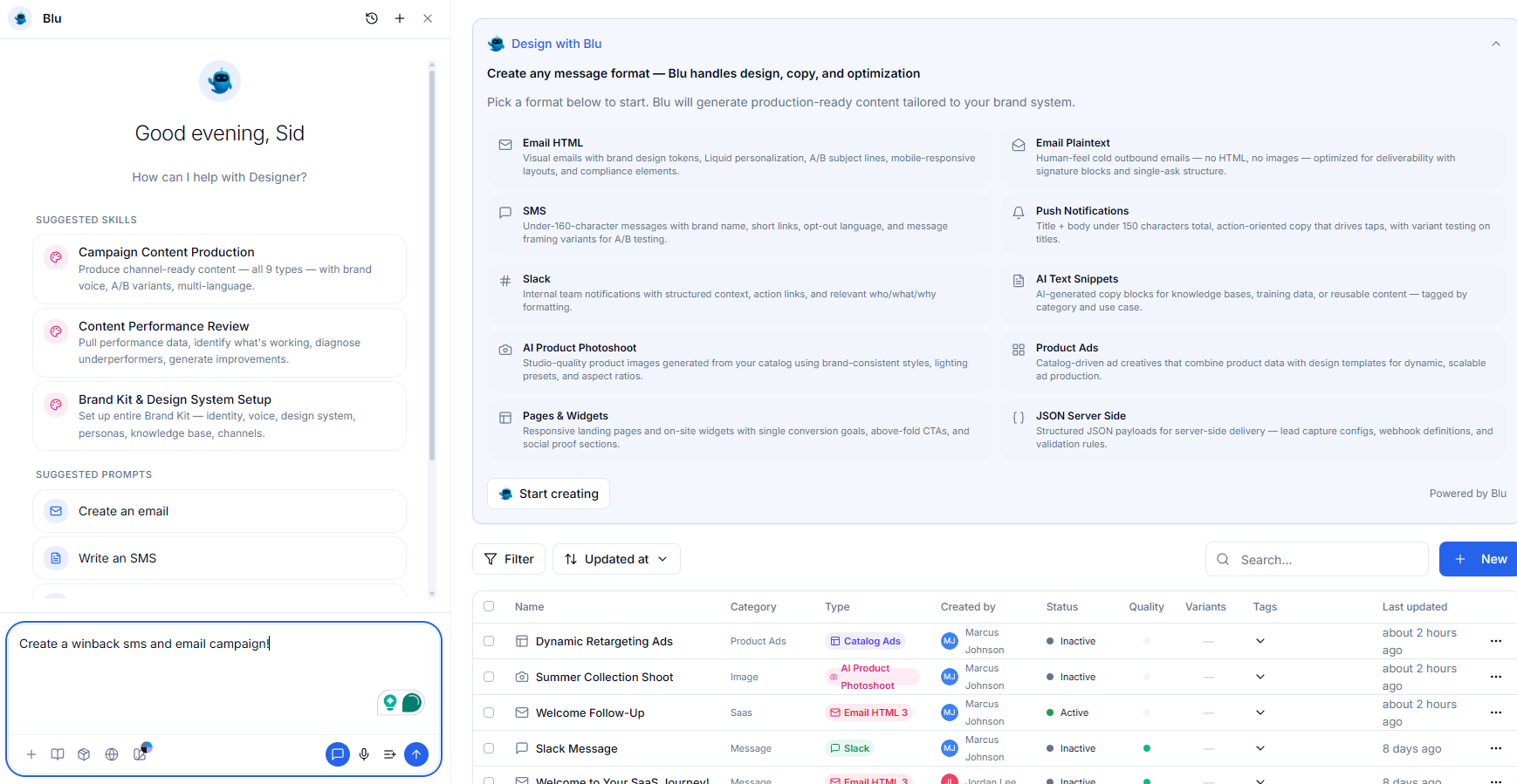 Multi-channel campaign output from a single brief in Intempt